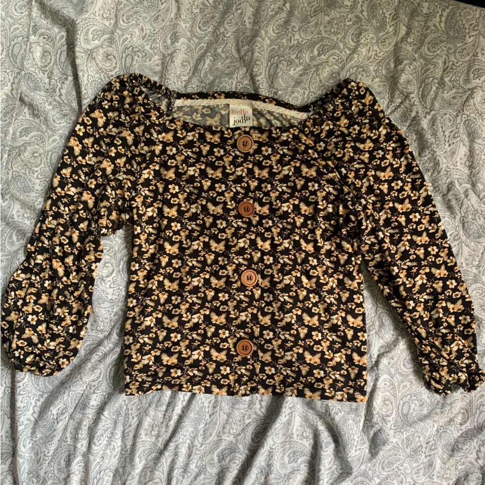 Belle Du Jour Floral Top Cropped Size Small